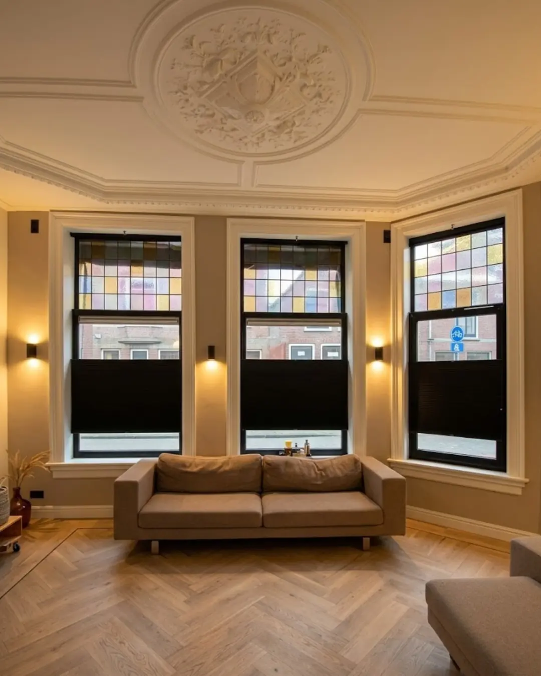 Plissé gordijnen, voorbeeld interieur